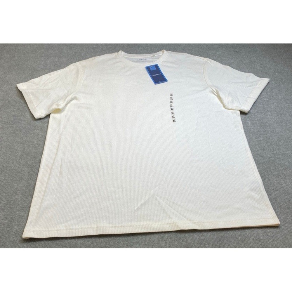 Croft & Barrow T-Shirt Men XL White Ribbed Short Sleeve Crew Neck Cotton NWT
